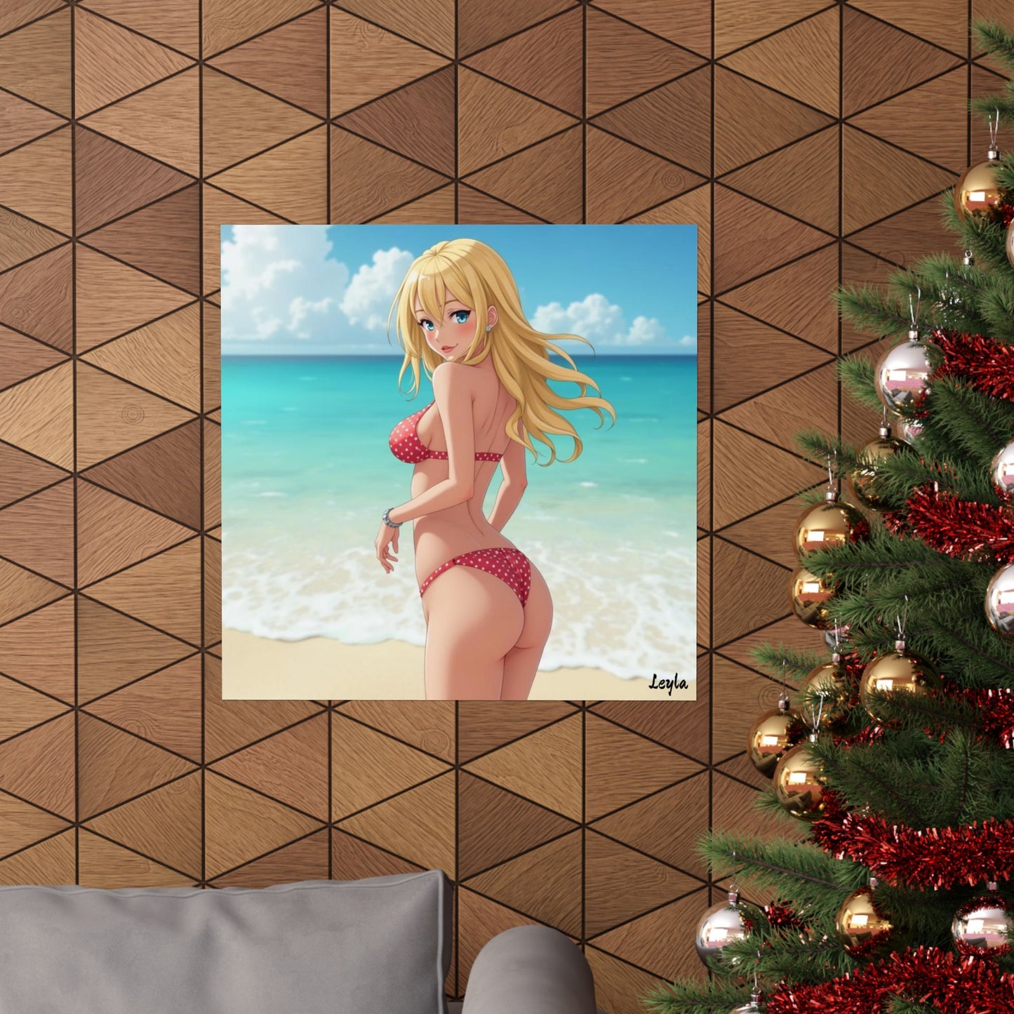 "Leyla" Anime Beach Poster