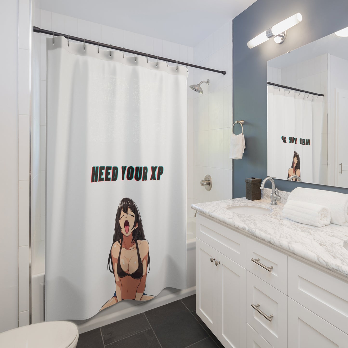 Shower Curtain "Mia" White Background