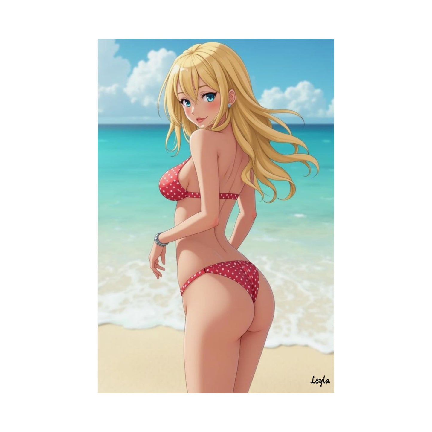 "Leyla" Anime Beach Poster