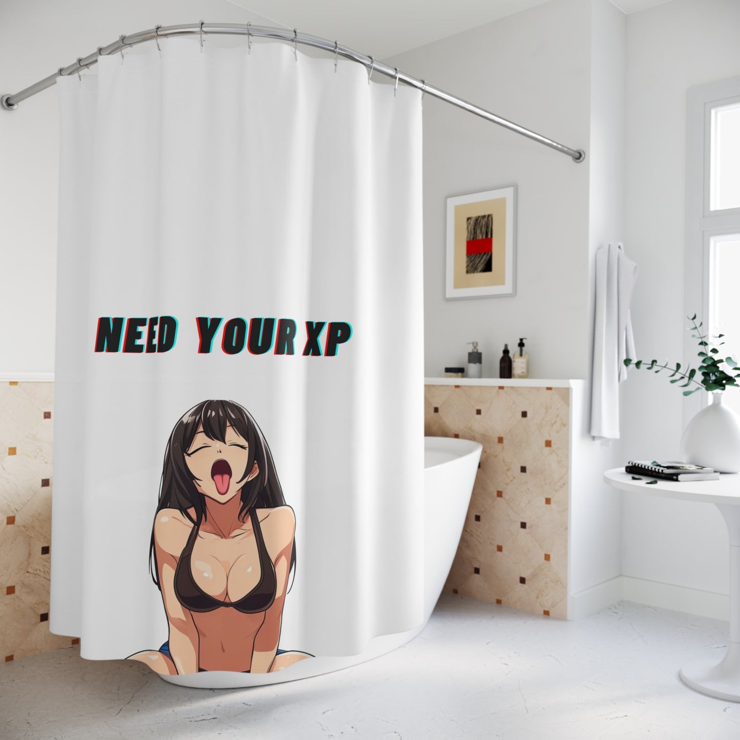 Shower Curtain "Mia" White Background