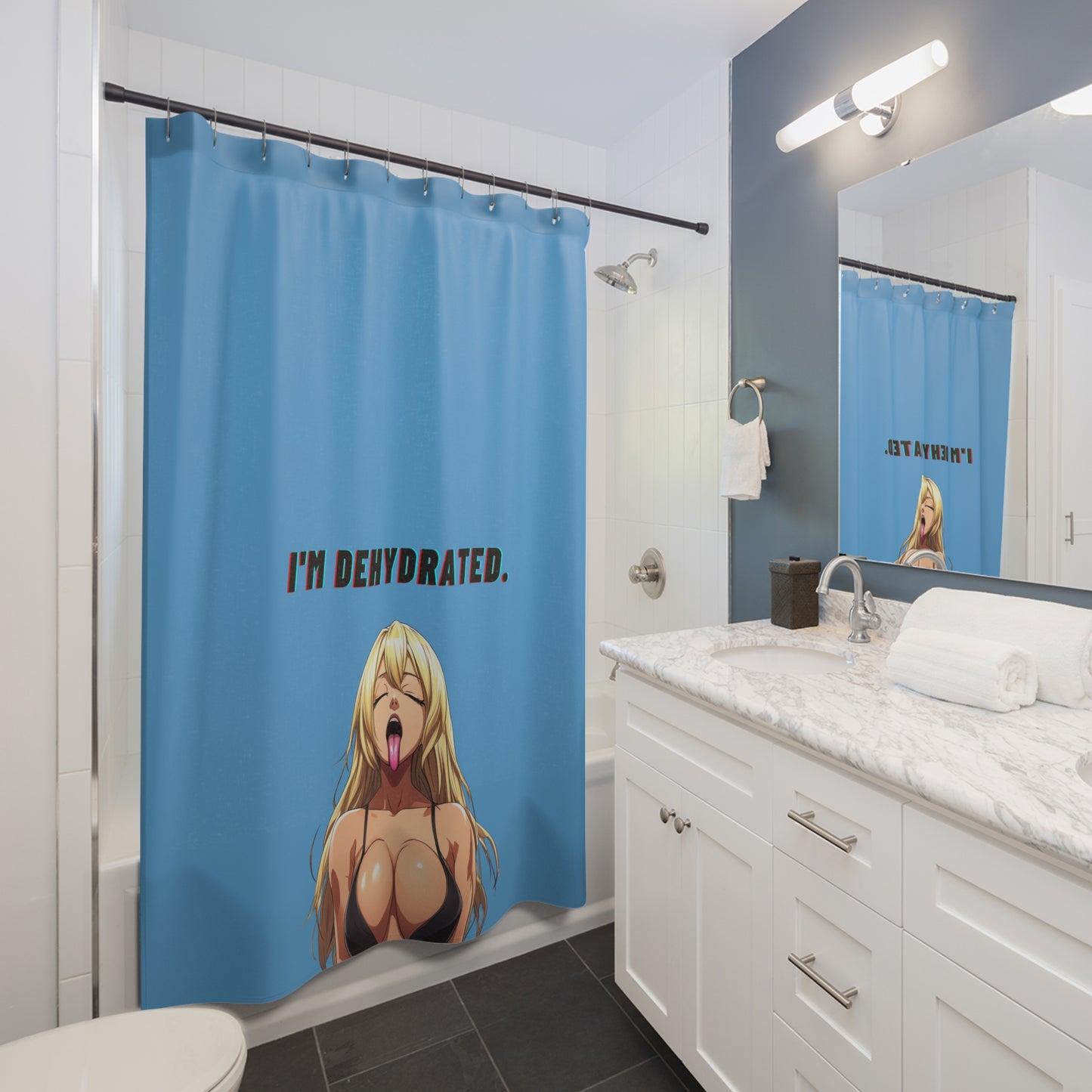 Shower Curtain "Lola" Blue Background