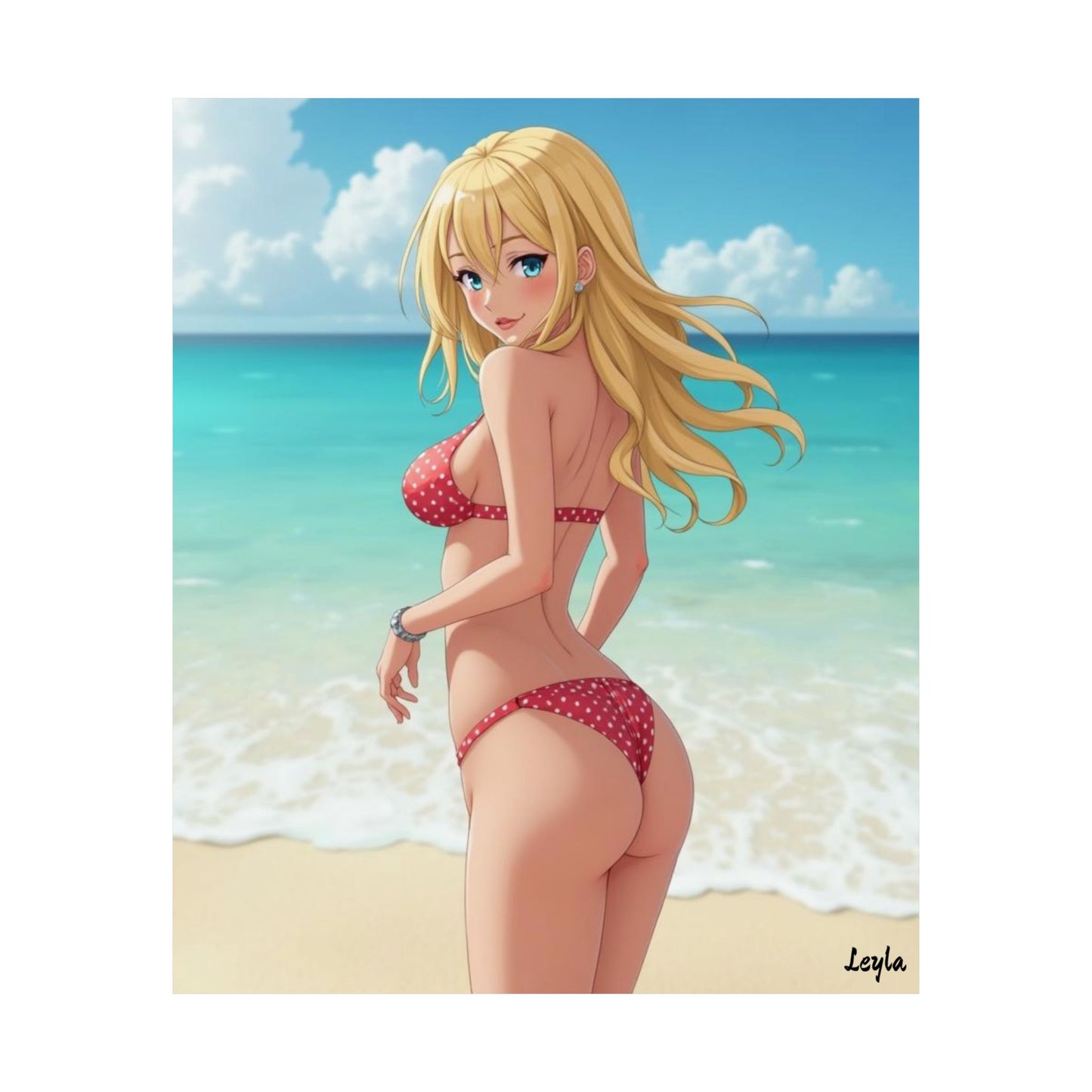 "Leyla" Anime Beach Poster