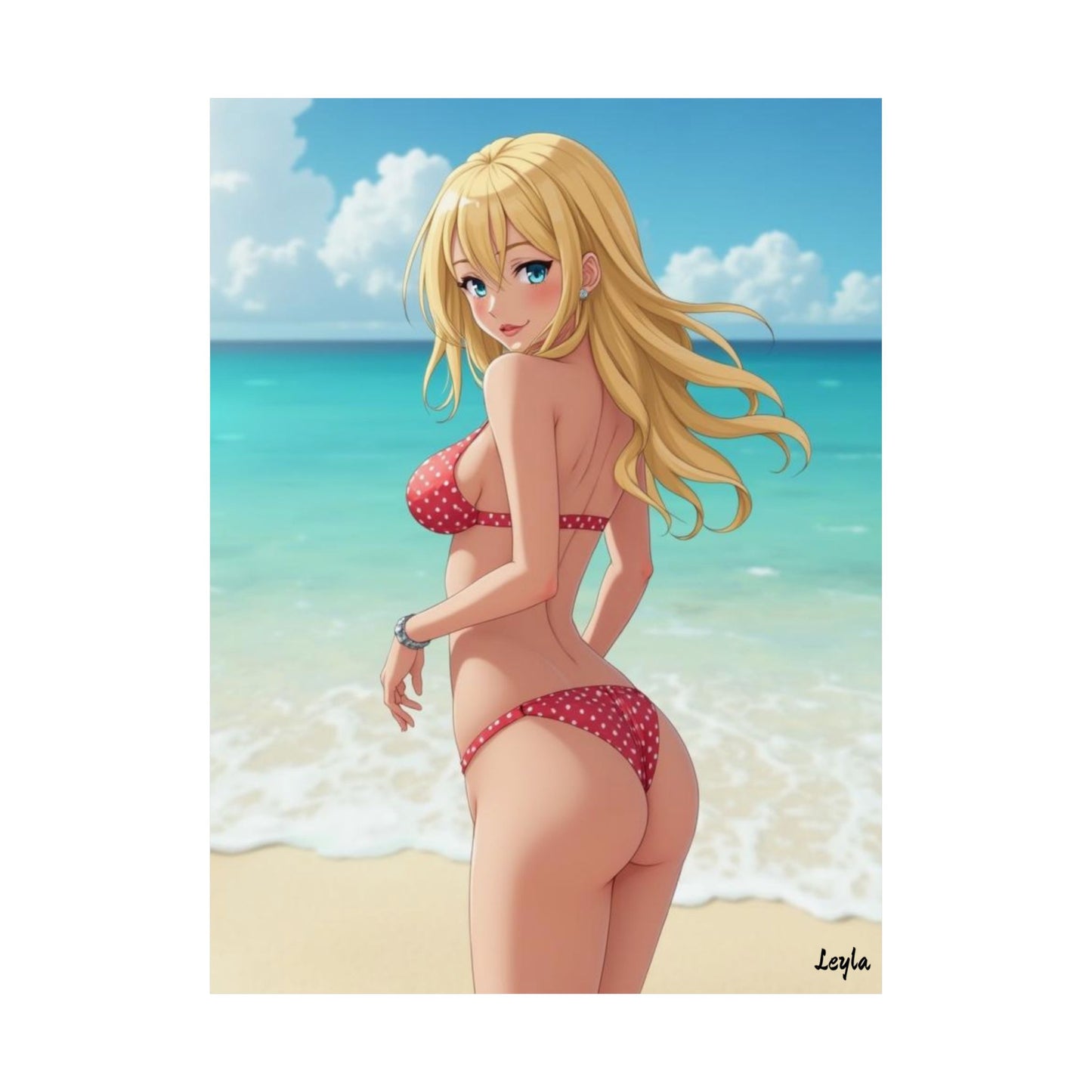 "Leyla" Anime Beach Poster