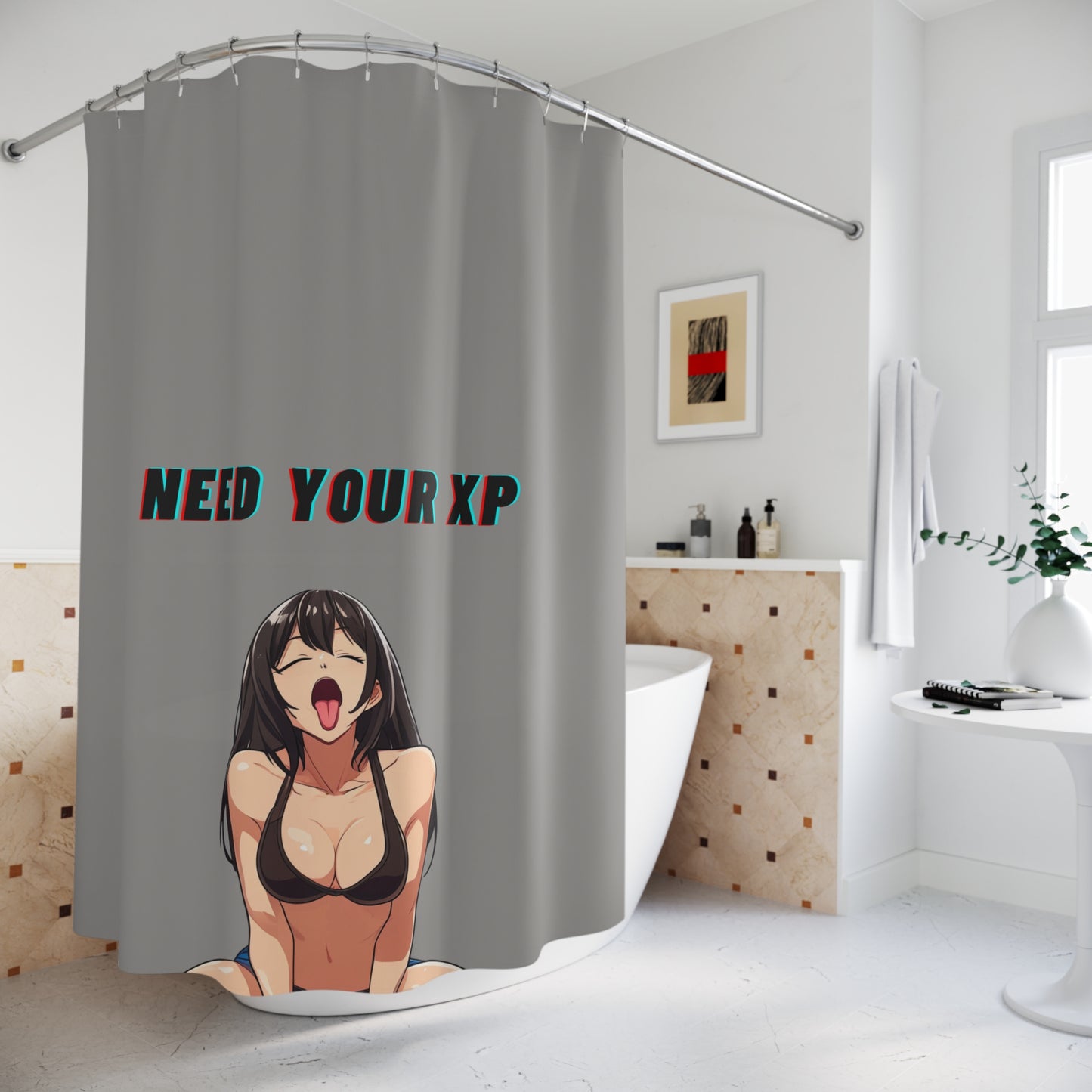 Shower Curtain "Mia" Grey Background