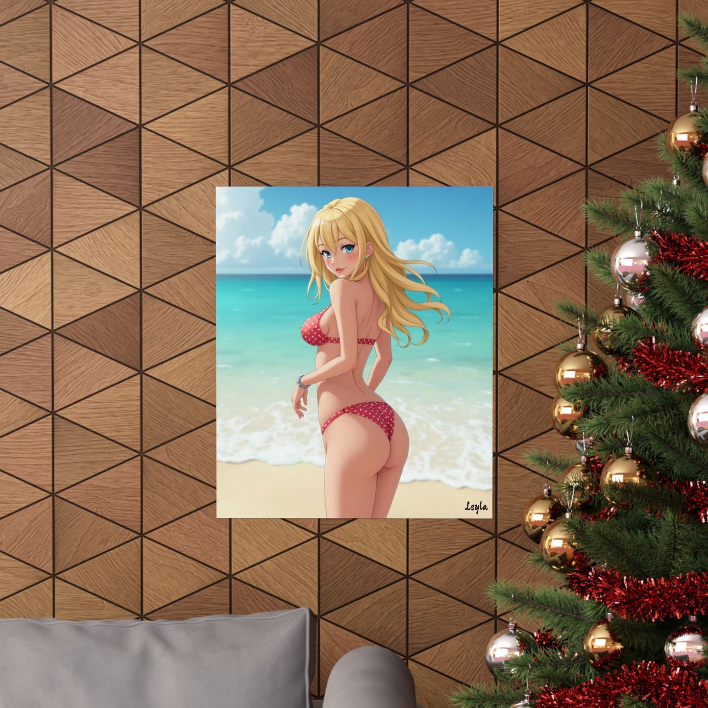 "Leyla" Anime Beach Poster